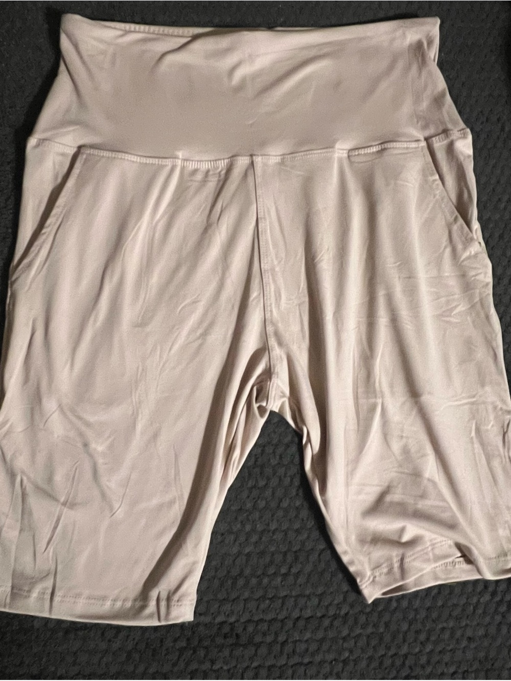 Beige High-Waist Bike Shorts
